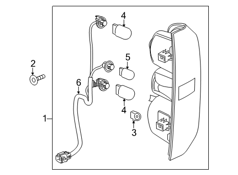 2021 Chevrolet Colorado Bulbs Tail Lamp Assembly Diagram for 84630992