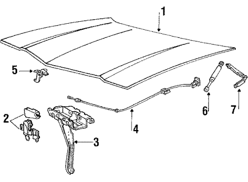 1987 Lincoln Town Car Hood & Components Assist Support Diagram for E8VY-16C826-A