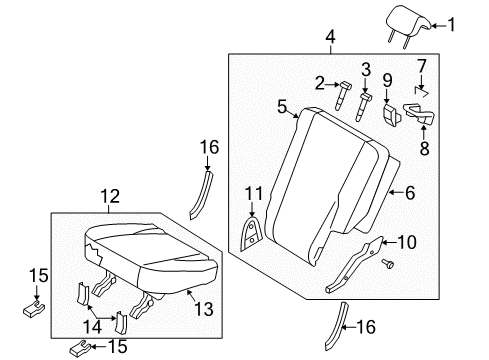 2009 Kia Sportage Rear Seat Components Cushion Assembly-Rear Diagram for 891001F0011BK