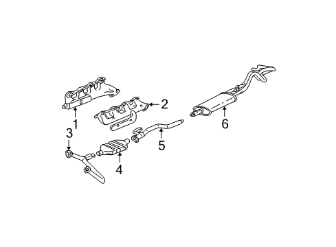 1999 GMC C2500 Exhaust Components, Exhaust Manifold Engine Exhaust Manifold Diagram for 10221960
