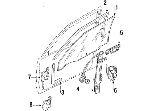 1988 Mercury Tracer Front Door Glass & Hardware Upper Hinge Diagram for E7GZ6122801A