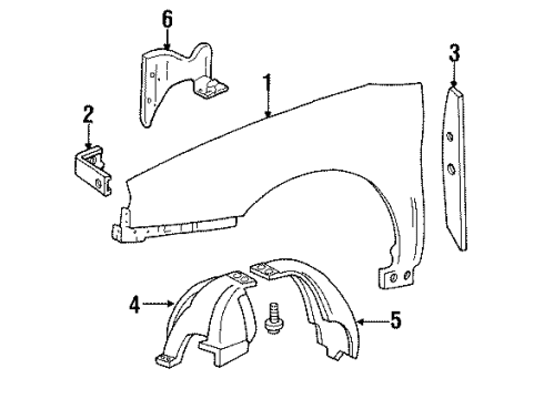 1999 Ford Taurus Fender & Components Fender Liner Diagram for F6DZ-16103-A