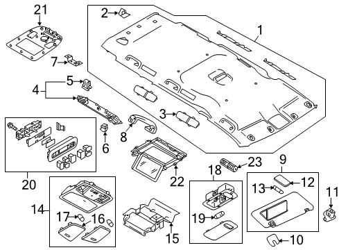 2017 Nissan Quest Interior Trim - Roof Map Lamp Assy Diagram for 26430-6AX1A