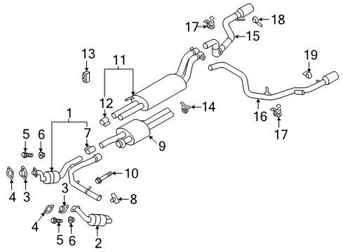 2019 Ford F-150 Exhaust Components Converter & Pipe Diagram for JL3Z-5F250-A