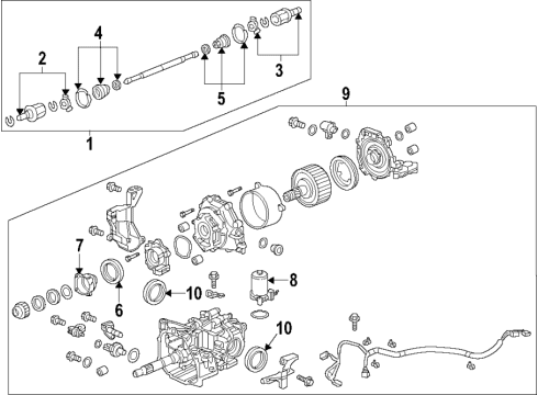 2017 Honda CR-V Rear Axle, Axle Shafts & Joints, Differential, Drive Axles, Propeller Shaft Carrier Assembly, Rear Differential Diagram for 41200-5TH-000