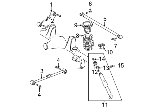 2001 Toyota Sequoia Rear Suspension Components, Lower Control Arm, Upper Control Arm, Stabilizer Bar Shock Diagram for 48530-A9180