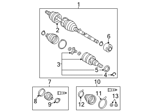 2008 Pontiac Vibe Drive Axles - Front Joint Kit, Front Wheel Drive Shaft Cv Diagram for 88972707