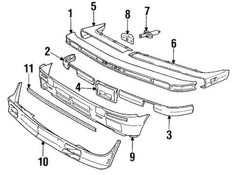 1984 BMW 325e Front Bumper Rubber Strip Left Diagram for 51111904685