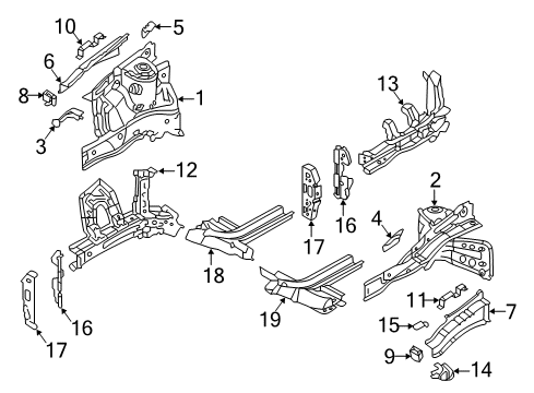 2021 Kia Rio Structural Components & Rails Member Assembly-Front Sd In Diagram for 64610H9000