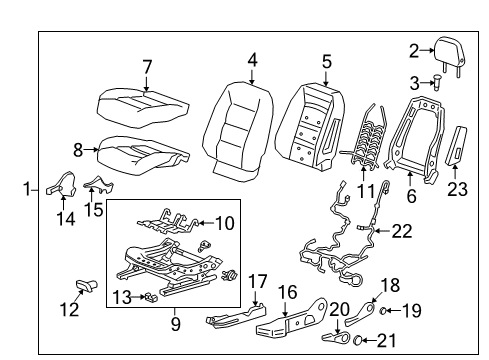 2018 Chevrolet Equinox Driver Seat Components Seat Cushion Pad Diagram for 84271184