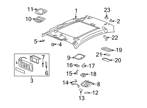 2007 Saturn Aura Interior Trim - Roof Headliner Retainer Diagram for 25942003