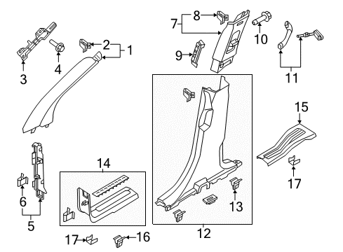 2019 Ford Explorer Interior Trim - Pillars, Rocker & Floor Scuff Plate Diagram for FB5Z-7813228-AA