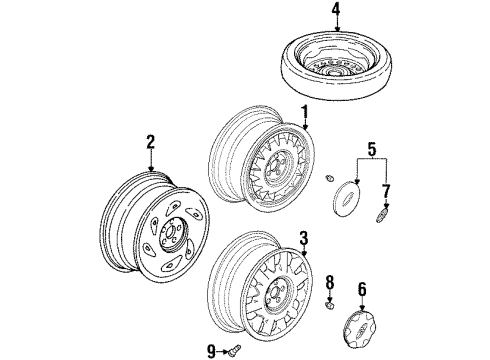 1995 Buick Riviera Wheels, Covers & Trim Hub Cap Emblem Diagram for 25607008