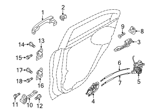 2012 Kia Rio Rear Door - Lock & Hardware Rear Door Latch Assembly, Left Diagram for 814111W000