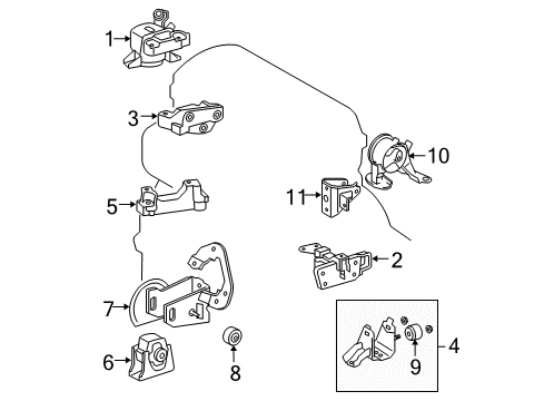 2007 Toyota RAV4 Engine & Trans Mounting Rear Mount Bracket Diagram for 12321-28210