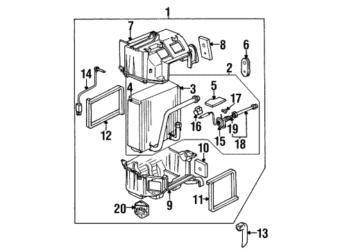 2001 Isuzu VehiCROSS Air Conditioner Lining, Evaporator Diagram for 8-97103-723-0