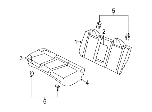 2010 Dodge Avenger Rear Seat Components Rear Seat Cushion Diagram for 1PM591DVAA