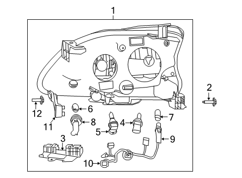 2015 Nissan Sentra Bulbs Passenger Side Headlight Assembly Diagram for 26010-3SG2A