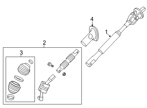 2018 GMC Sierra 1500 Lower Steering Column Intermediate Steering Shaft Assembly Diagram for 84386512