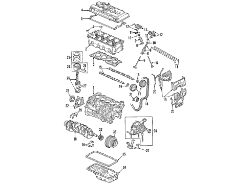 1999 Honda Civic Engine Parts, Mounts, Cylinder Head & Valves, Camshaft & Timing, Oil Pan, Oil Pump, Crankshaft & Bearings, Pistons, Rings & Bearings, Variable Valve Timing Gasket, Cylinder Head Cover Diagram for 12341-PR3-000