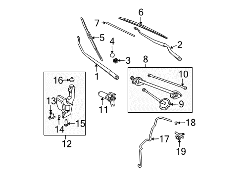 2003 Nissan Murano Wiper & Washer Components Washer Nozzle Assembly, Passenger Side Diagram for 28930-CA000