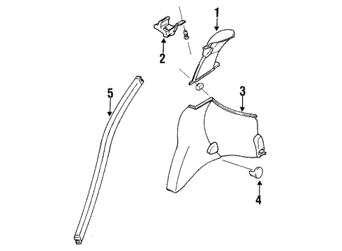 1996 Nissan 300ZX Interior Trim - Quarter Panels Finisher-Rear Pillar, RH Diagram for 76934-47P10