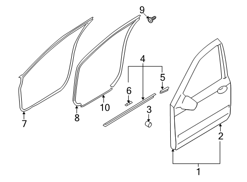 2010 Hyundai Sonata Front Door End Piece-Front Door Belt Outside Rear, LH Diagram for 82222-3K000