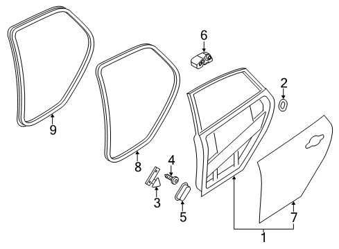 2018 Ford Focus Rear Door Outer Panel Diagram for CP9Z-5824700-A
