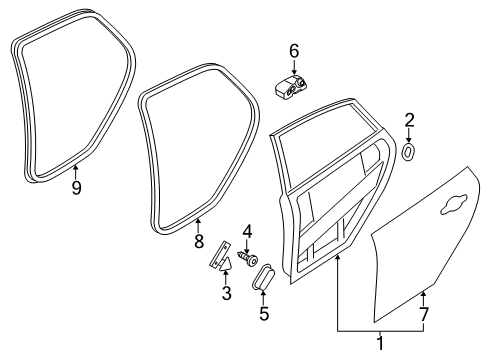 2018 Ford Focus Rear Door Door Shell Pin Diagram for CP9Z-5822846-A