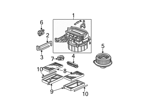 2003 Honda CR-V Blower Motor & Fan Motor Assembly, Fan Diagram for 79310-SCA-A01