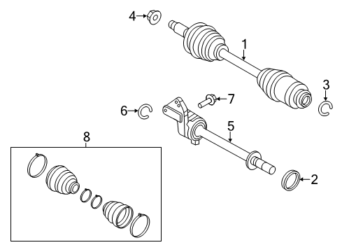 2009 Lincoln MKZ Drive Axles - Front Axle Assembly Diagram for 8H6Z-3A427-A