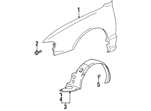 1996 Hyundai Accent Fender & Components Front Wheel Guard Assembly, Right Diagram for 86812-22200