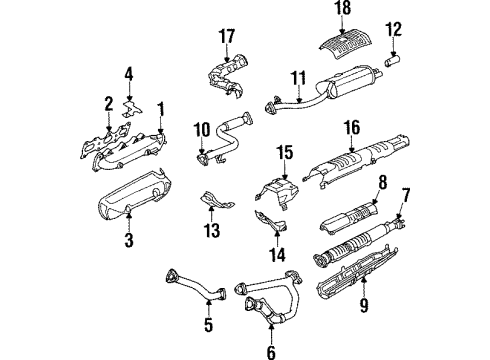 1996 Acura TL Exhaust Components, Exhaust Manifold Muffler Set, Exhaust Diagram for 18030-SZ5-C00