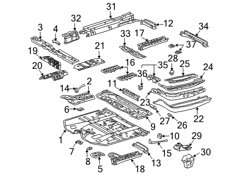 2004 Lexus RX330 Pillars, Rocker & Floor - Floor & Rails Exhaust Heat Shield Diagram for 58153-0E010