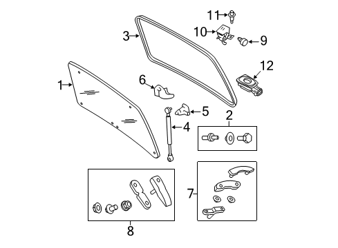 2012 Ford Escape Lift Gate - Glass & Hardware Window Lift Cylinder Diagram for 8L8Z-7842105-A