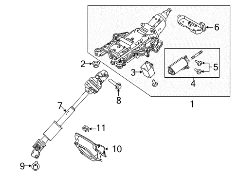 2014 Lincoln MKT Steering Column & Wheel, Steering Gear & Linkage Column Assembly Diagram for DA5Z-3C529-D