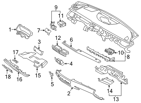 2020 Kia K900 Cluster & Switches, Instrument Panel GARNISH Assembly-C/PAD C Diagram for 84735J6000