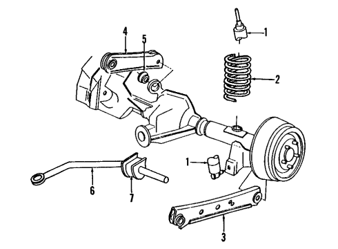 1988 Mercury Grand Marquis Rear Suspension Components, Axle Housing, Lower Control Arm, Upper Control Arm, Stabilizer Bar & Components Coil Spring Diagram for 7W7Z-5560-A