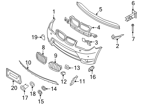 2008 BMW X3 Front Bumper Cover Cap, Primed, Left Diagram for 61673443131