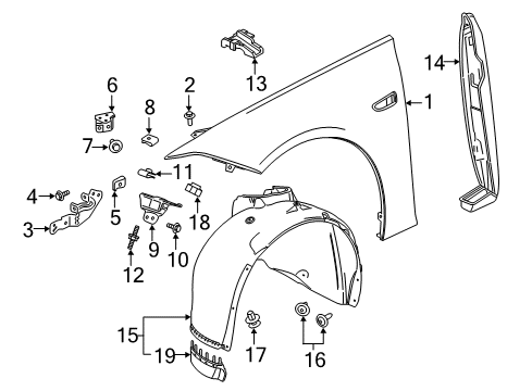 2018 Buick Regal Sportback Fender & Components Fender Liner Diagram for 39163914