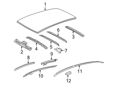 2008 Toyota Yaris Roof & Components, Exterior Trim Side Rail Diagram for 61201-52090