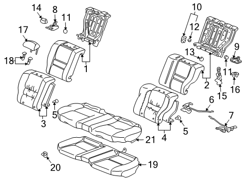 2004 Honda Accord Rear Seat Components Pillow Assy., RR. Seat *NH167L* (GRAPHITE BLACK) Diagram for 82140-SDN-A01ZA