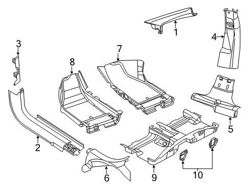 2014 Dodge Dart Interior Trim - Pillars, Rocker & Floor Panel-A Pillar Diagram for 1SW42DX9AD