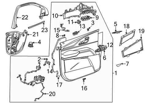 2022 Cadillac Escalade Interior Trim - Front Door Window Switch Diagram for 84960803