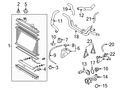 2007 Toyota Avalon Radiator & Components Reservoir Assembly Diagram for 16470-AD010