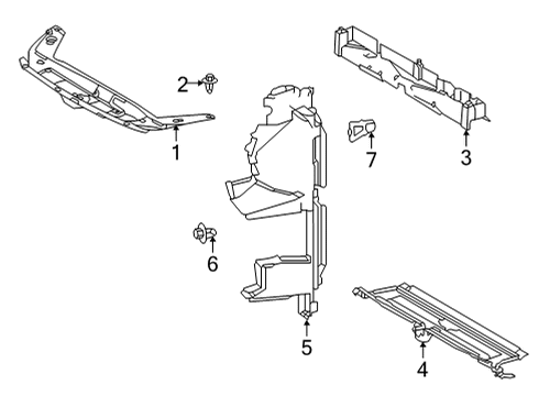 2020 Toyota Highlander Splash Shields Air Guide Diagram for 16592-0P010