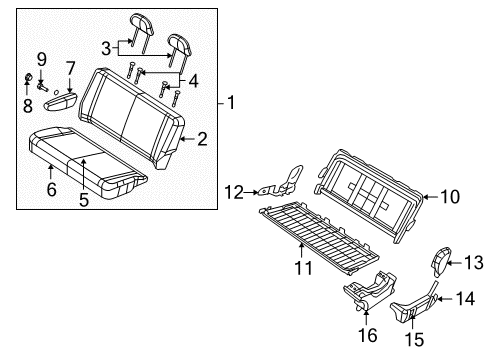 2009 Chrysler Town & Country Second Row Seats RECLINER-Seat Back Diagram for 5018892AB