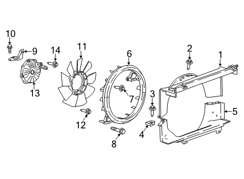 2020 GMC Savana 2500 Cooling System, Radiator, Water Pump, Cooling Fan Upper Shroud Diagram for 84445416