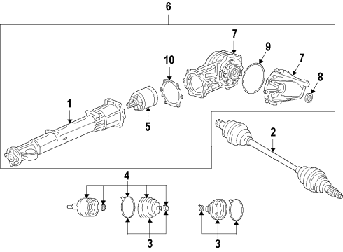 2008 Buick Enclave Rear Axle, Axle Shafts & Joints, Differential, Drive Axles, Propeller Shaft Propeller Shaft Assembly Diagram for 25995545