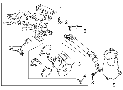 2019 Honda Passport Steering Column & Wheel, Steering Gear & Linkage MOTOR, STEERING Diagram for 53281-TGT-A11